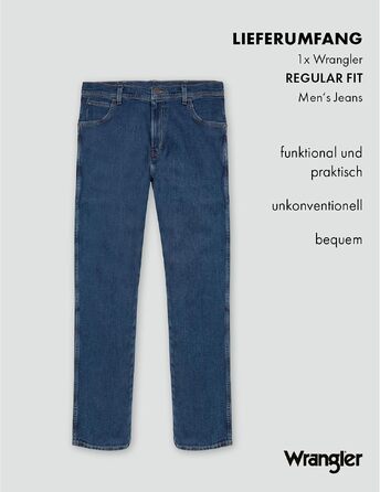 Чоловічі джинси Wrangler Regular Fit Regular - середня посадка, колір Darkstone (чорний), розмір W38 L30