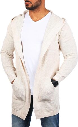 Чоловічий трикотажний кардиган Carisma з капюшоном, подовжений oversize, бежевий, розмір L