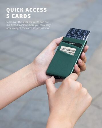 Чоловічий компактний гаманець-картхолдер VULKIT з RFID/NFC захистом для 5-7 карток та купюр, колір: темно-зелений (Midnight Green)