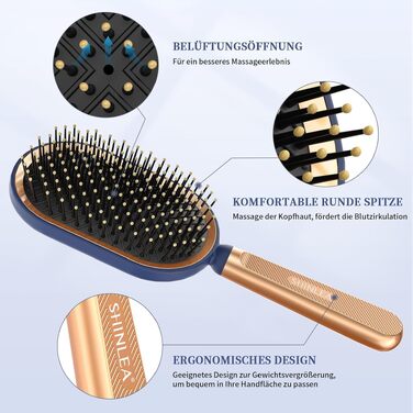 Щітка для волосся SHINLEA Detangler — масажна paddle-щітка для розплутування вологого та сухого волосся, проти випадіння та ламкості, для чоловіків, жінок та дітей
