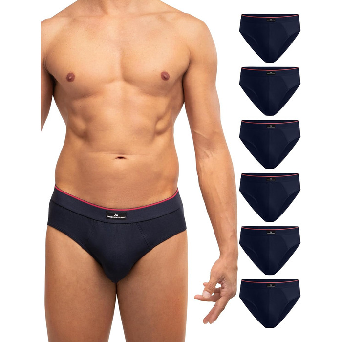 Труси чоловічі DANISH ENDURANCE (6 шт.) - бавовна, дихаючі, м'які, з еластиком, без етикетки (Темно-синій/Червоний, L)