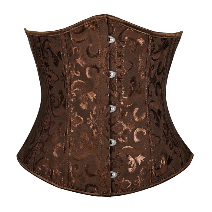 Корсет TRIWORKS для жінок: корсаж, бюстгальтер, сатиновий корсет з шнурівкою, стегновий фіксатор для Хелловіну та карнавалу, XS-XXL, коричневий