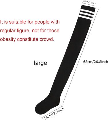 DRESHOW 3 пари довгих жіночих шкарпеток вище коліна, гоножиків, панчіх у смужку (3 пари: чорний, сірий, білий)