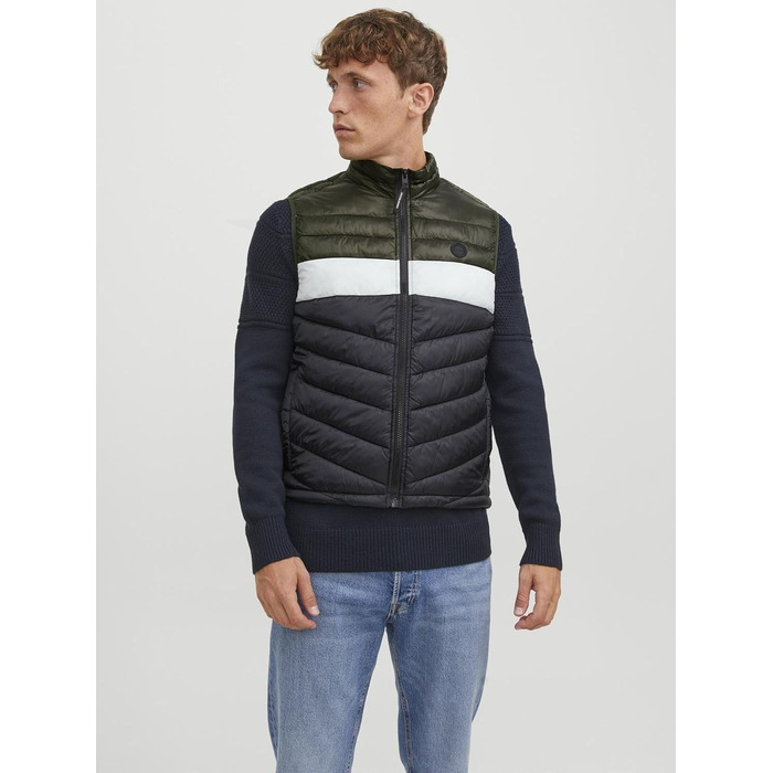 Чоловічий жилет Jack & Jones Jjehero Noos стібаний, колір Rosin/Black/White, розмір L