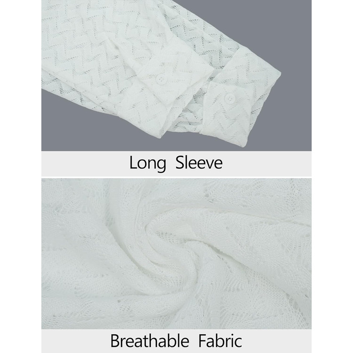 Футболка AIEOE для чоловіків, прозора, мереживна, довгарукава, тонка та дихаюча (L, білий 04)