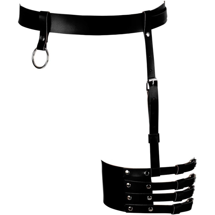 Жіночий шкіряний поясок для панчіх, корсет, боді-кейдж, чорний