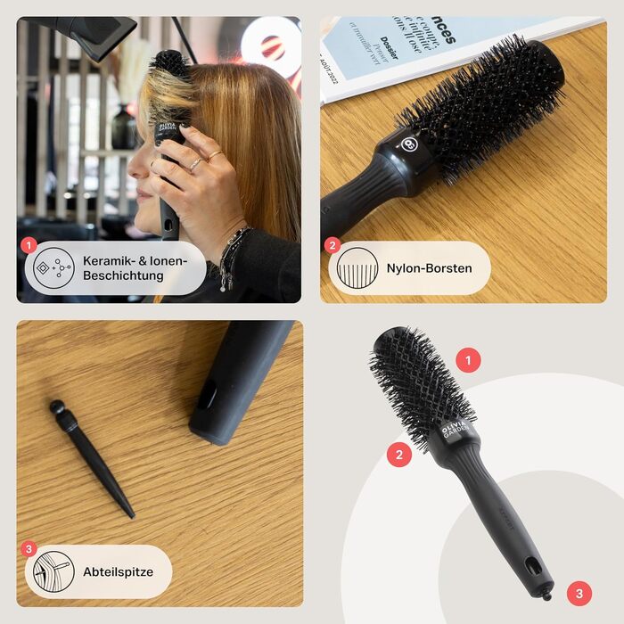 Керамическая круглая щетка для укладки волос Olivia Garden Expert Blowout Shine, антистатическая, 35 мм, черный цвет