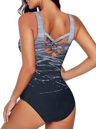 Світшот Bsubseach для жінок з контролем живота, купальник з перехресною спинкою, сірий, L