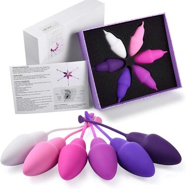 JIELUO Набір тренувальних кульок для підсилення м'язів тазу - 6 шт. для жінок. Тренування м'язів тазу, контроль сечовипускання, сили та координації. Силіконовий тренажер для жінок