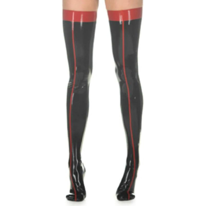 Чорні та прозорі довгі гольфи з латексу з смугами на підошві, GAYLOP, XS
