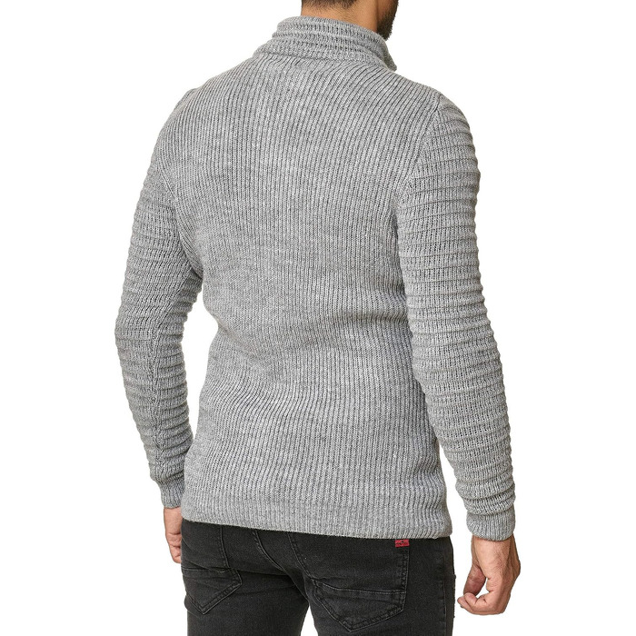 Чоловічий в’язаний кардиган Redbridge зі стійким коміром Basic Luxury, сірий, розмір XL