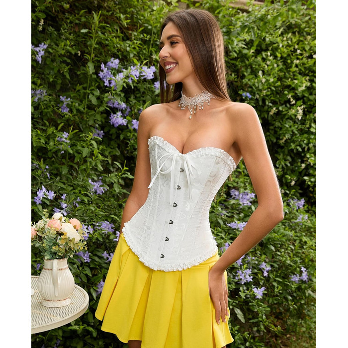 Корсетний топ SZIVYSHI для жінок: готичний корсет, бюстгальтер, корсет з повним бюстом, вінтажний корсетний топ, білий