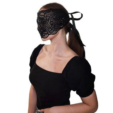 Чорна маска на обличчя з мереживом та стразами для жінок, елегантна венеціанська маска для маскараду, карнавалу, косплею, Хелловіну, Марді Гра, костюмованих вечірок (Чорний (золоті стрази))