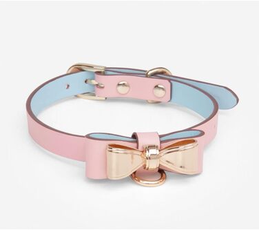 Ошийник-нашийник SM з бантиком, регульований, рожевий (35-43 см)
