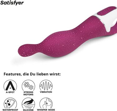 Вібратор Satisfyer A-Mazing 1 для жінок | Гнучкий наконечник для глибокої стимуляції | Водостійкий (IPX7) | Перезаряджуваний | Ягода