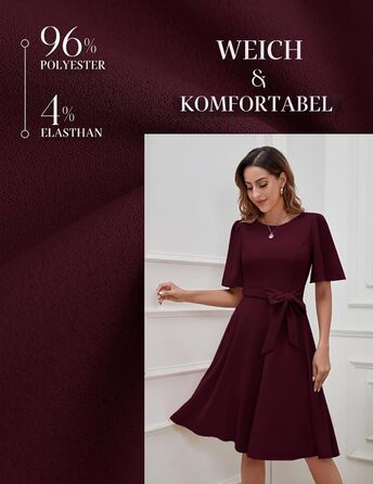 Сукня коктейльна Bbonlinedress жіноча з коротким рукавом, довжини міді, бордового кольору з поясом, для вечірок та весіль