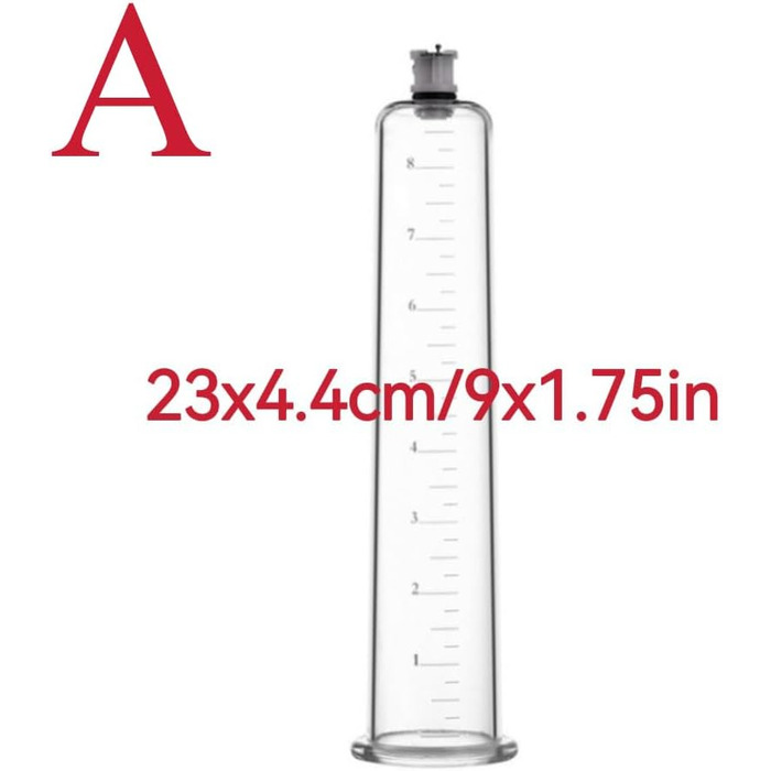 Вакуумний насос для пеніса: прозора трубка з шкалою, ручна помпа для ерекції, збільшення та лікування імпотенції. Аксесуар для чоловіків (A:23x4.4см)