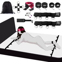 Набір для БДСМ Bett Fesseln: Фетіш-іграшки для пар з наручниками, кайданами, пов'язкою на очі та клямками. Стабільний набір для сексуальних ігор