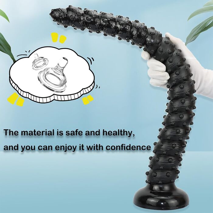 Анальний дилда Extra Langer Monster Spiral Dildo з текстурою для чоловіків та жінок, стимуляція G-точки, LZYLWC (Чорний, L)