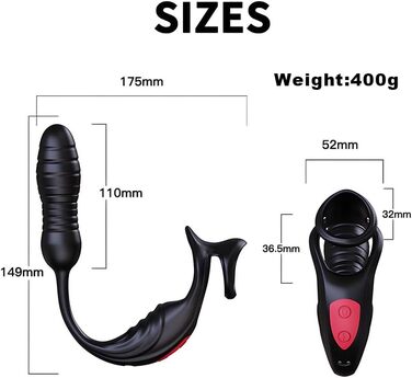 Вібратор для чоловіків NAIXBTY з подвійною вібрацією та стимуляцією простати. Анальний плагін, кільце для пеніса. Іграшки для дорослих