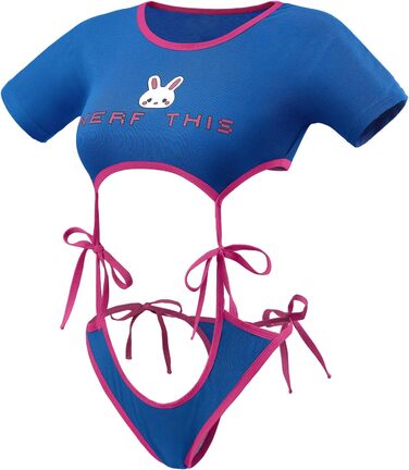 Комплект жіночої піжами з бавовни LittleForBig: бра-топ та трусики з мереживом, спортивний стиль, блакитний, 3XL