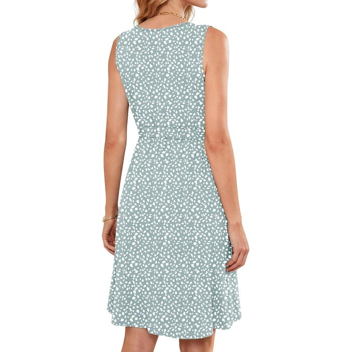 Сукня AUSELILY Soerkleid Ärellos з V-поглибленням, пляжна повсякденна сукня з ґудзиками та кишенями (Зелене підкова, L)