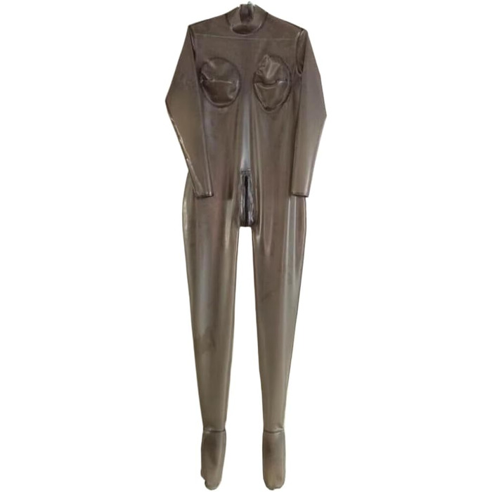 Латексний костюм-котяче обличчя Gaylop: прозорий чорний боді з легінсами, латекс, гума