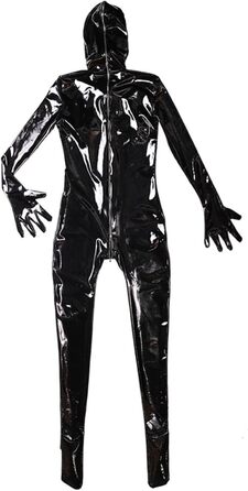Латексний комбінезон для жінок: чорний, сексуальний, на блискавці, для клубів та сцен, XL