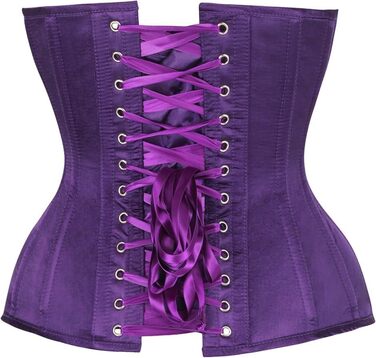 Корсет Daisy Corsets з кісточками, суцільнокроєний, з атласу, з пуговою застібкою, з високою талією, фіолетовий (2X)