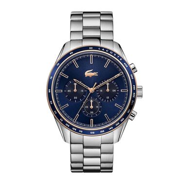 Чоловічий годинник Lacoste Boston Chronograph Blue Metal — кварцовий хронограф зі сталевим браслетом