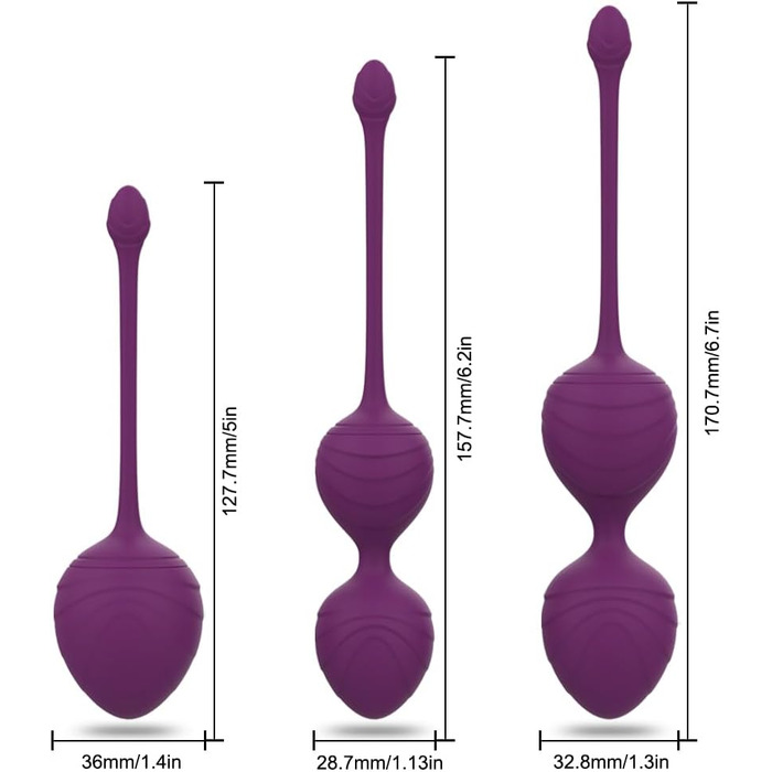 Набір YEVIOR Lust 3er для тренування м'язів тазового дна: 3 масажери, вібратор для жінок з пультом, стимуляція G-точки та клітора, 10 програм, водонепроникний, перезаряджається (фіолетовий)