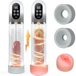 Пумпа для статевих органів HIVEFUN для чоловіків, секс-іграшка мастурбатор з 4 режимами всмоктування та 3 автоматичними режимами тренування, водонепроникна IPX7, сірий колір