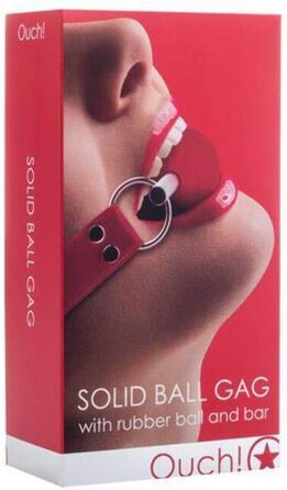 Кнебель для рота та шиї Shots Ball Gag з гумовим м'ячем та баром - червоний, 1 шт.