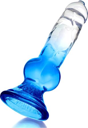 Реалістичний анальний дildo для жінок та чоловіків Difemstoy з сильним соском, стимулятор G-точки, іграшки для дорослих (L, блакитно-прозорий)