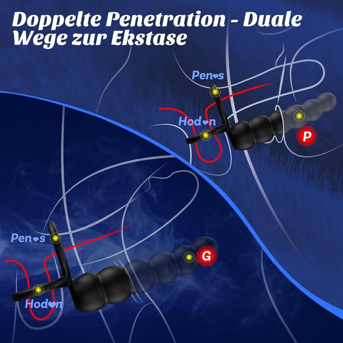 Анальний вібратор для пар, дildo-пеніс, кільце для ануса, стимуляція простати, парний вібратор для пар