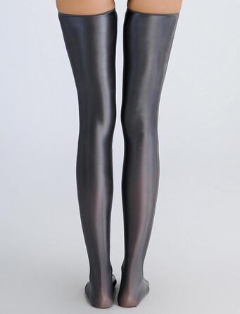 Шкарпетки жіночі мерехтливі без шва Happy Cherry, сірі, високі, антиковзаючі, еластичні