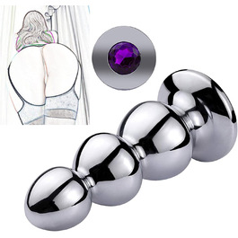 Анальний плагін з нержавіючої сталі з кристалами для простати - стимуляція, мастурбація (3 кульки)