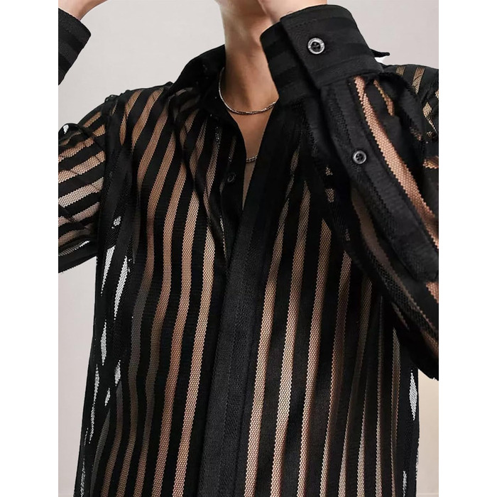 Чоловіча майка-топ з прозорою сіткою, чорна смуга, XXL