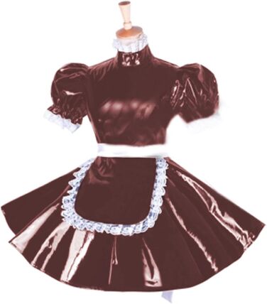 Закривається сукня з ПВХ, короткі рукава-ліхтарик, для перевдягання, великі розміри, сукня Сіві, винний, XXXL