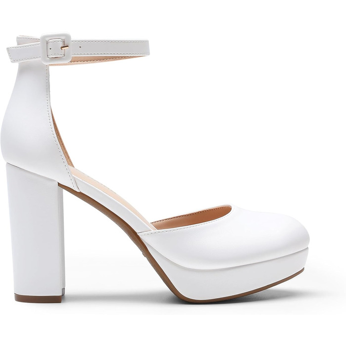 Жіночі туфлі-човники DREAM PAIRS на високих підборах та платформі, білі, розмір 38.5 EU