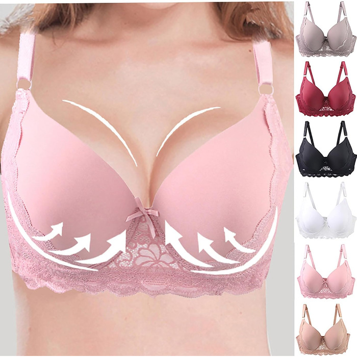 3 шт. комплект бюстгальтерів XCXC для жінок з кісточками, великі розміри 85-115 B/C, Push-Up мереживний бюстгальтер з регульованими бретелями, легкий, дихаючий, комфортний, для щоденного використання та відпочинку (Бежевий+Бордовий+Чорний)