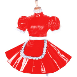 Червоне плаття з ПВХ, короткі рукава-ліхтарик, великі розміри (XXXL), для перевдягання