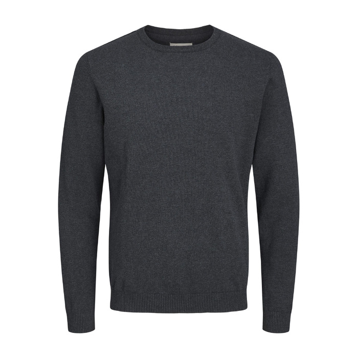Чоловічий трикотажний джемпер Jack & Jones JJebasic Knit з круглим вирізом, темно-сірий меланж, розмір M