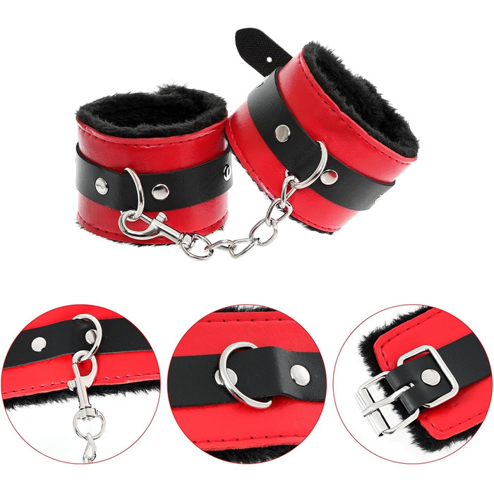 Набір для БДСМ: мотузки, наручники, петиші, маски, петиші, пару (червоний та чорний)