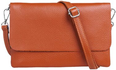 Жіноча шкіряна сумка-клатч Caspar Elegante Classic Line (модель №835), сумка через плече для вечірок з регульованим ременем, Made in Italy, іржаво-помаранчева
