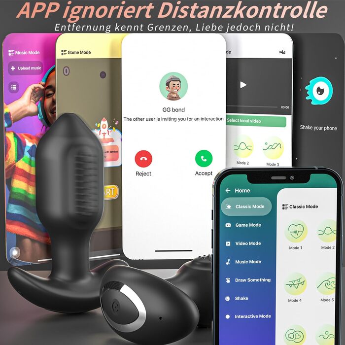 Набір силіконових анальних простатових масажерів Yivans для пар, 10 режимів вібрації, керування через додаток