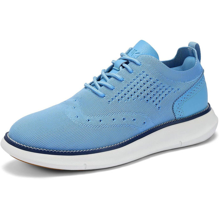 Чоловічі класичні туфлі SVNKE Oxfords — ділові шкіряні черевики на шнурівці, сині (Bleu Caroline), розмір 47 EU