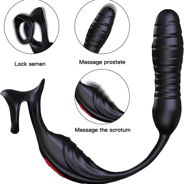 Вібратор для чоловіків NAIXBTY з подвійною вібрацією та стимуляцією простати. Анальний плагін, кільце для пеніса. Іграшки для дорослих
