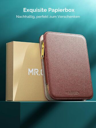 Професійний набір для манікюру та педикюру MR.GREEN 9-в-1, інструменти з німецької нержавіючої сталі зі шкіряним чохлом, темно-синій/коньячний