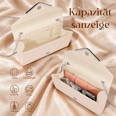 Жіночий вечірній клатч-сумка через плече для весілля та особливих подій, бежевий (екошкіра PU)